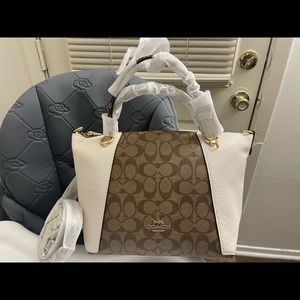 COACH Kacey Satchel (Khaki Chalk Multicolor)